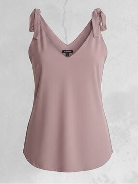 NWOT Express Bow Tie Shoulder Tank Top Blush Pink L